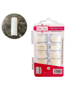 UNHA HELLO MINI OY001-6 TIPS QUADRADA LEITOSA (EMB C/100)