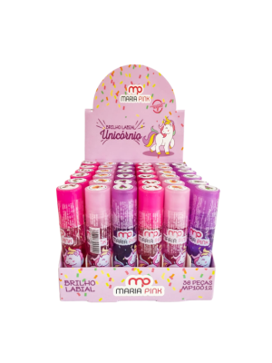 36 BRILHO LABIAL MARIA PINK MP10012 INFANTIL UNICORNIO BOX
