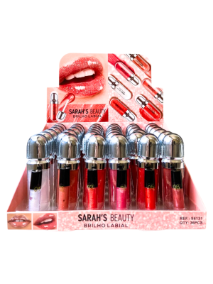 36 BRILHO GLOSS (COM GLITTER) SARAH'S BEAUTY S6131 BOX+PROVADORES