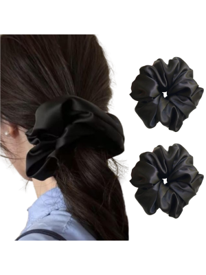 ELASTICO DE CABELO SCRUNCHIE DE CETIM GIGANTE PRETO VM