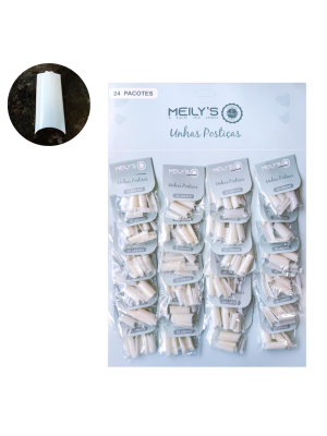 24 UNHA CARTELA MEILY´S MU-300-8 TIPS CURVATURA C LEITOSA 1 CARTELA