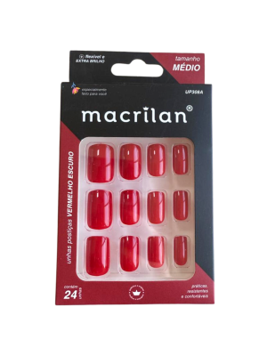 UNHA MACRILAN UP308A MEDIA VERMELHO ESCURO (EMB C/24)