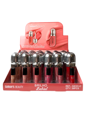 36 BRILHO GLOSS (SEM GLITTER) SARAH'S BEAUTY (C) S6131B BOX+PROVADORES