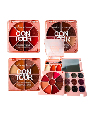 KIT MAQUIAGEM YOYO YYA-K00K2 SOMBRA/BLUSH/ILUMINADOR&GLITTER 