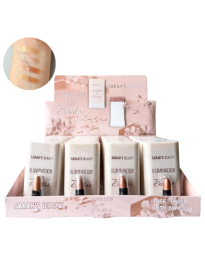 24 UNIDADES ILUMINADOR SARAH'S BEAUTY S6650 BASTAO BOX COM PROVADORES