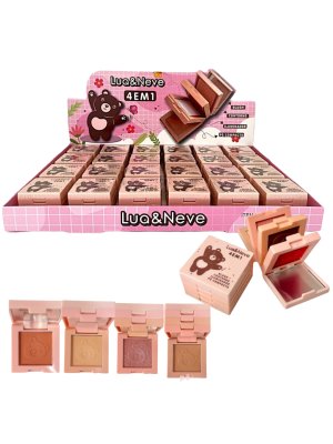 24 QUARTETO MULTI LUA&NEVE LN02460 BLUSH/CONT/ILUMI/POCOMPACTO 4 EM 1 BOX
