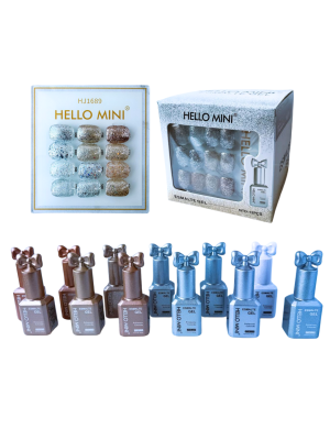 12 ESMALTE GEL HELLO MINI HJ1689 10ML  BOX+AMOSTRA CARTELA