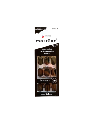UNHA MACRILAN UP701A  AUTOCOLANTE AMENDOADO PRETO (EMB C/24)